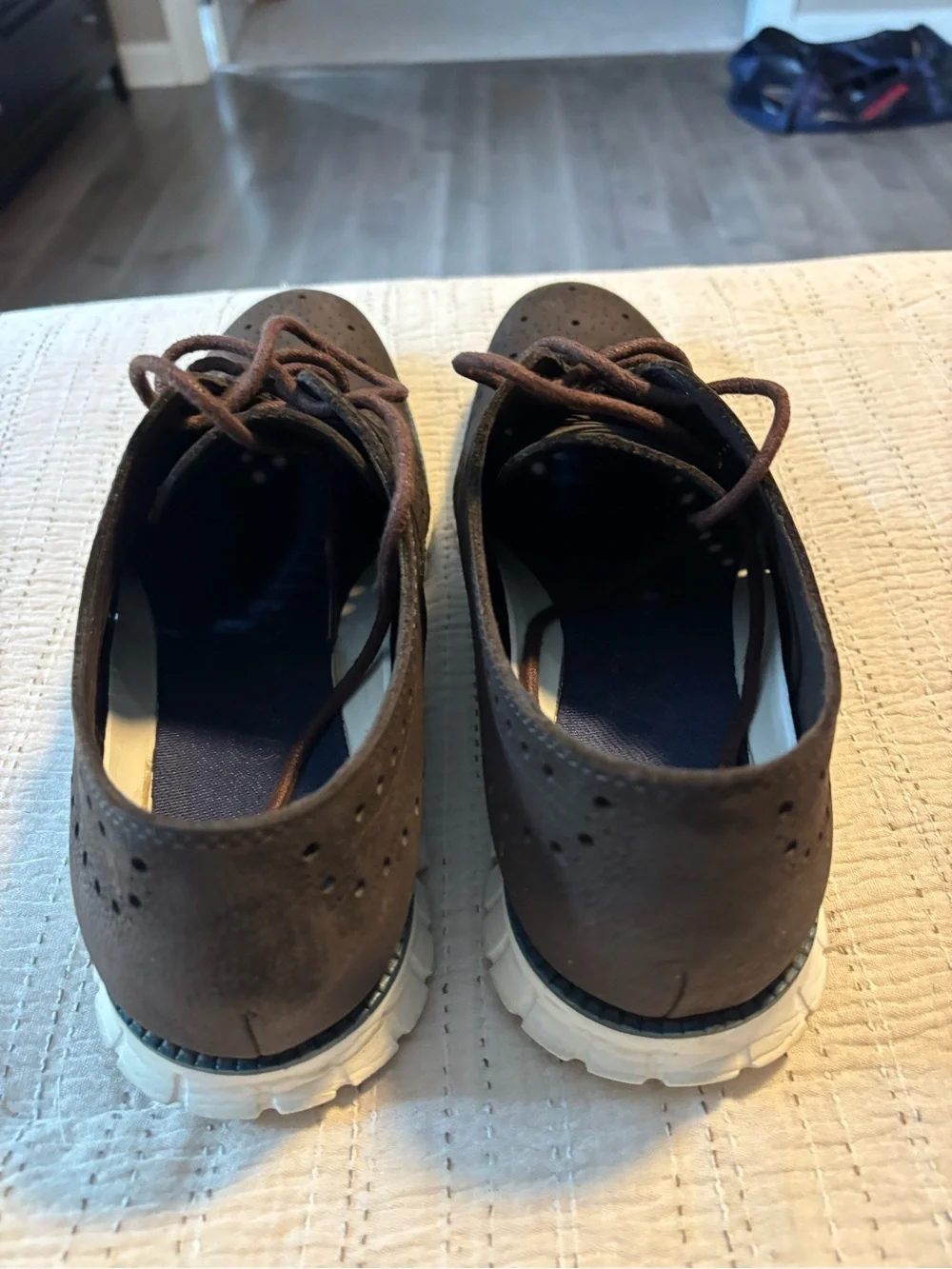 Cole Haan Men's Dark Brown Wingtip Oxfords with White Sole